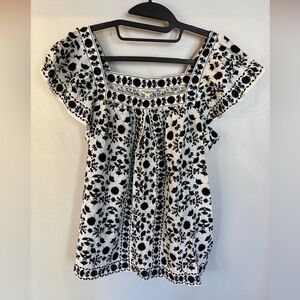 Floral Black and White Women's Top